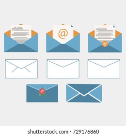 Set of icons for messages. Vector illustration.