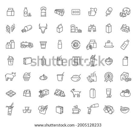 Set of icons for milk. Milk products line icon set