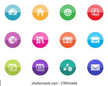 A set icons for mobile apps or personal website in color circles