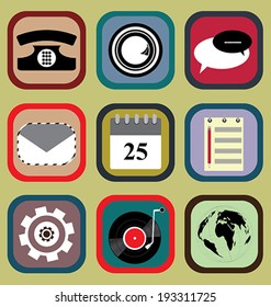 Set of icons for mobile phone in vector.
