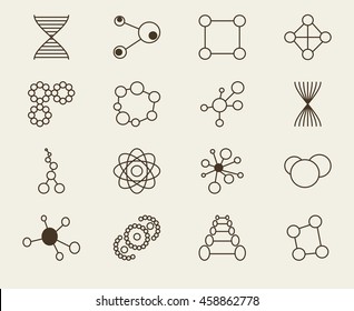 Set of icons molecule theme medicin
