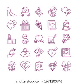 set of icons mother day, line style icon vector illustration design