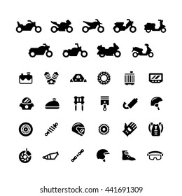 Set icons of motorcycle