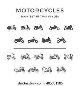 Set icons of motorcycle