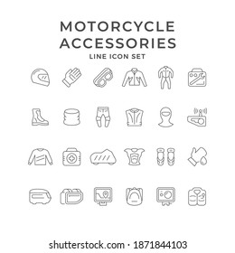 Set icons of motorcycle clothes and accessories