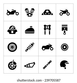 Set icons of motorcycle isolated on white. Vector illustration