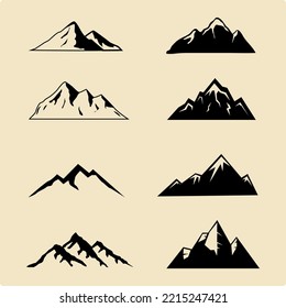 Set of icons of mountains Vector illustration, design element for logo