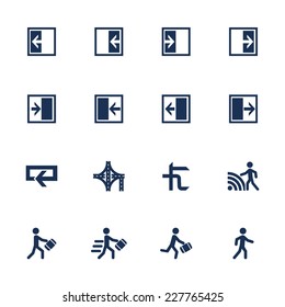 Set of icons for movement direction in flat style