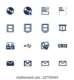 Set of icons for multimedia interface in flat style
