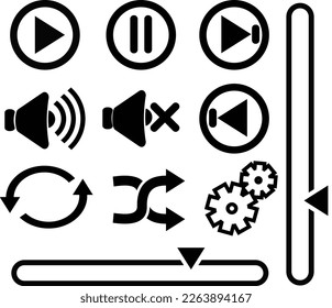 set of icons music player using interface elements.