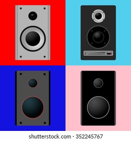 set Icons music speakers