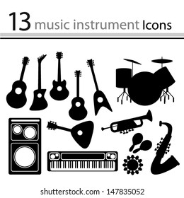 Set of icons of musical instruments (Vector)