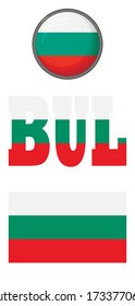 Set of icons of the national flag of Bulgaria on a white background.