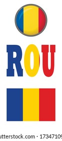 Set of icons of the national flag of Romania on a white background.