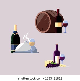 set of icons national wine day vector illustration design