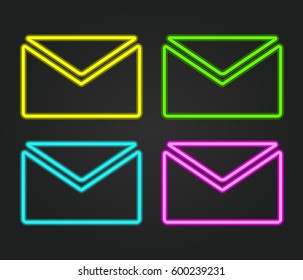 Set icons neon e-mail