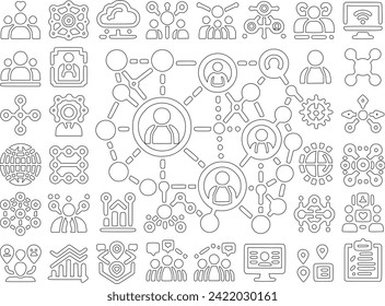 Set of icons for networking. Including icons for social networks, communities, events, internet networking, relationships, and networks. excellent assortment of icons. Illustration in vector format