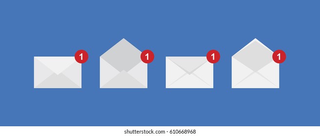 Set icons New message and notification icons. Flat vector illustration EPS 10