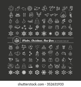 Set of icons - New Year, Christmas, winter. A vector.