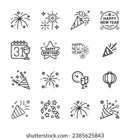 set of icons new year element
