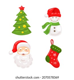 A set of icons for the New Year theme. Vector doodle illustration on white background