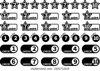 A set of icons with numbers from 1 to 10.