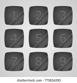 A set of icons with numbers. Vector digital buttons in gray.