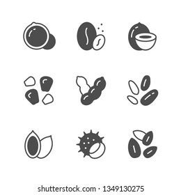 Set icons of nuts and seeds