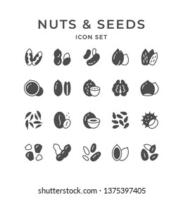 Set icons of nuts and seeds