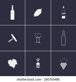 Set of icons o na theme wine