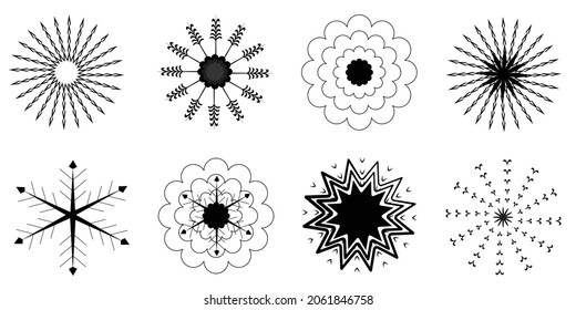 Set of icons objects stars snow snowflakes element decoration ornament abstract backgrounds wallpaper pattern seamless vector illustration