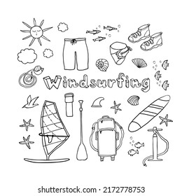 A Set of Icons of Objects for Windsurfing.