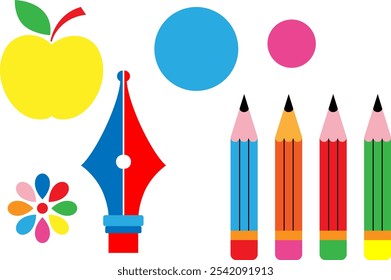 a set of icons for office and school subjects on a white background