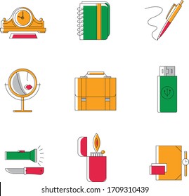 Set of icons office souvenirs corporate gifts 