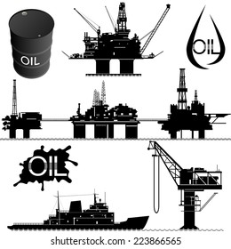 Set of icons of the oil industry. The illustration on white background.