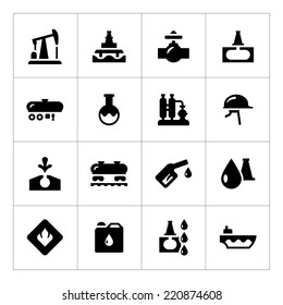 Set icons of oil industry isolated on white. Vector illustration