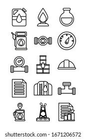 set of icons oil , line style icon vector illustration design