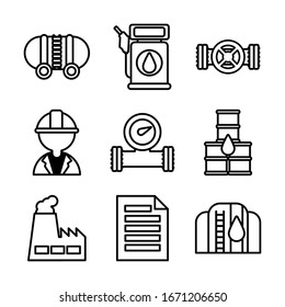 set of icons oil , line style icon vector illustration design