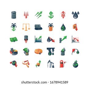 set of icons oil price on white background vector illustration design