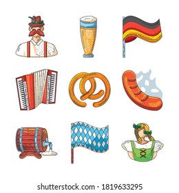 set of icons of the oktoberfest celebration on white background vector illustration design