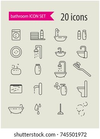 set of icons on the bathroom theme