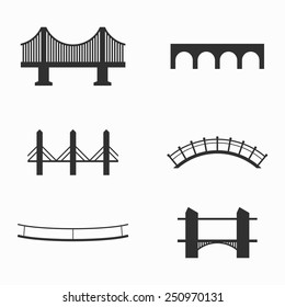 Set of icons on bridges theme 