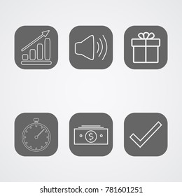 Set of icons on the business, the environment, electrical devices, gifts. Vector illustrations.