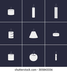 Set of icons on candles theme 