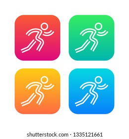 Set of icons on a different colored background for the runner marathon. Simple vector design. 
