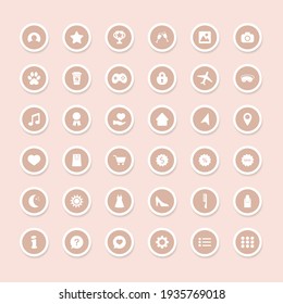 A set of icons on different themes for website design, applications, and social media design.