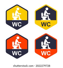 set of icons on the door with the designation of a public toilet. flat vector illustration.