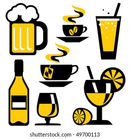 set of icons on the drink and beverages. Vector icons in two colors