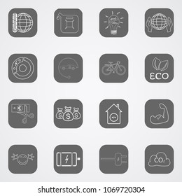 Set of icons on an environmental theme.. Vector illustration. 
