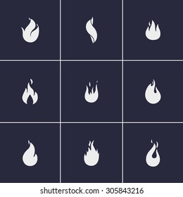 Set of icons on fire theme 